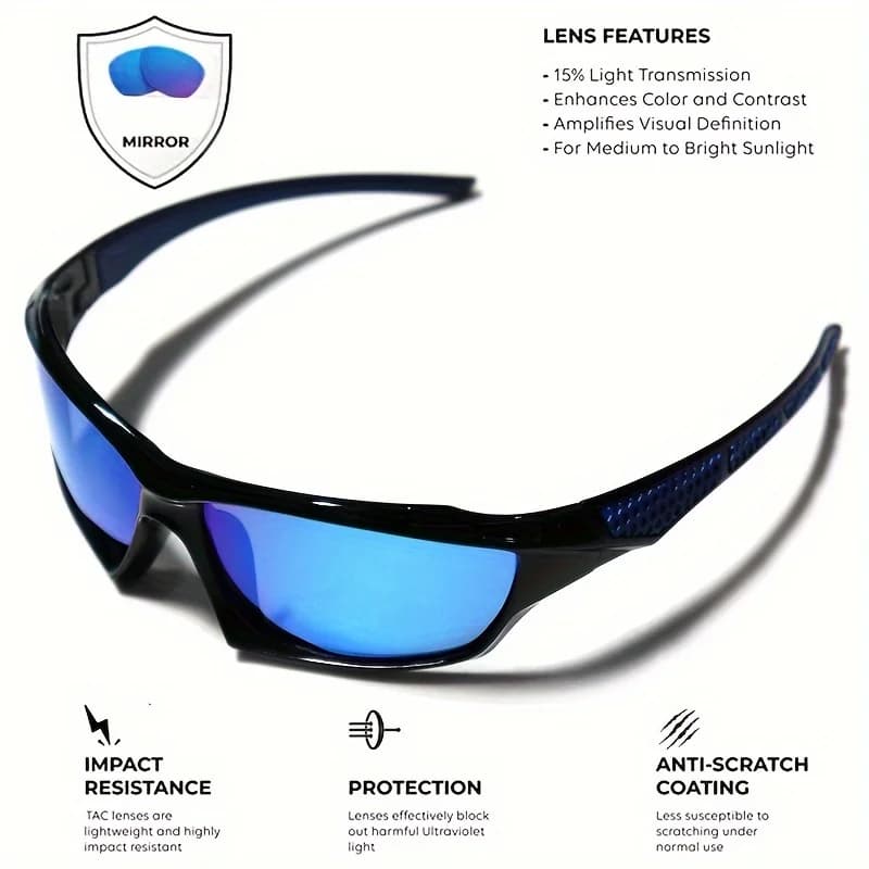 Pack 1-3 lunettes sport polarisées légères vision nocturne pour pêche vélo conduite homme