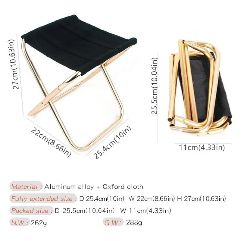 Chaise pêche camping aluminium pliable avec sac pour voyage et activités extérieures