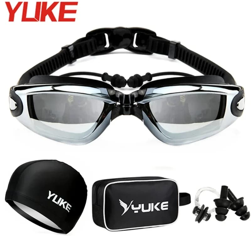Kit natation professionnel lunettes silicone anti-buée avec bouchons d'oreilles et bonnet - Équipement complet