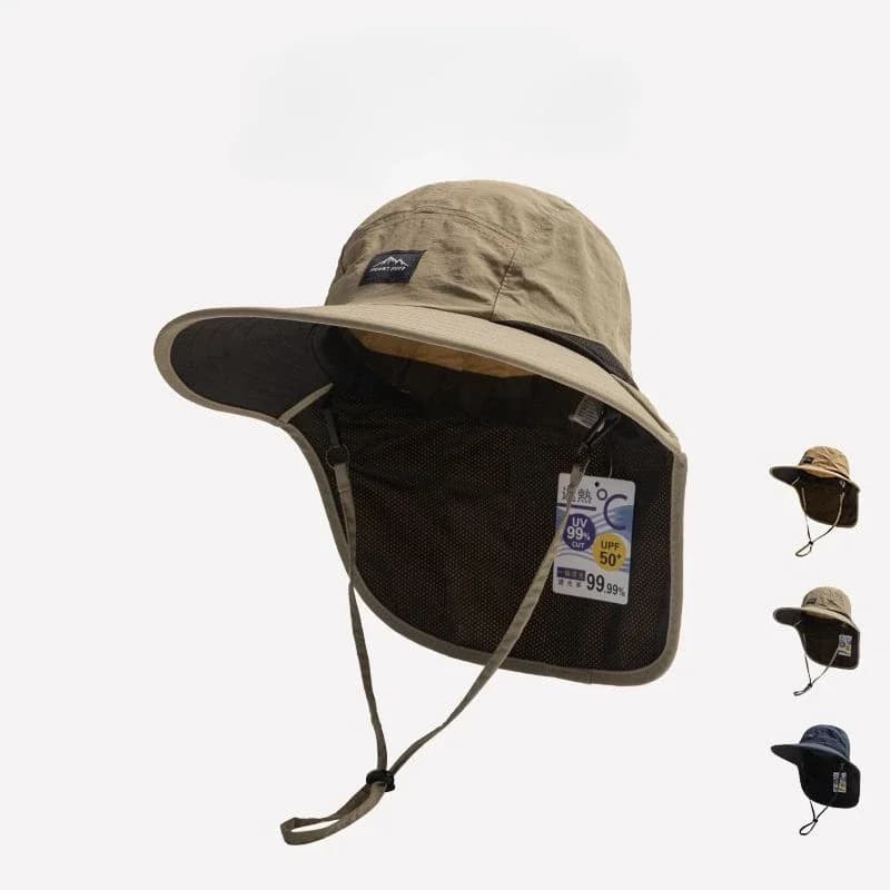 Chapeau Panama imperméable à large bord pour pêche - Visière avec rabat cou et ventilation