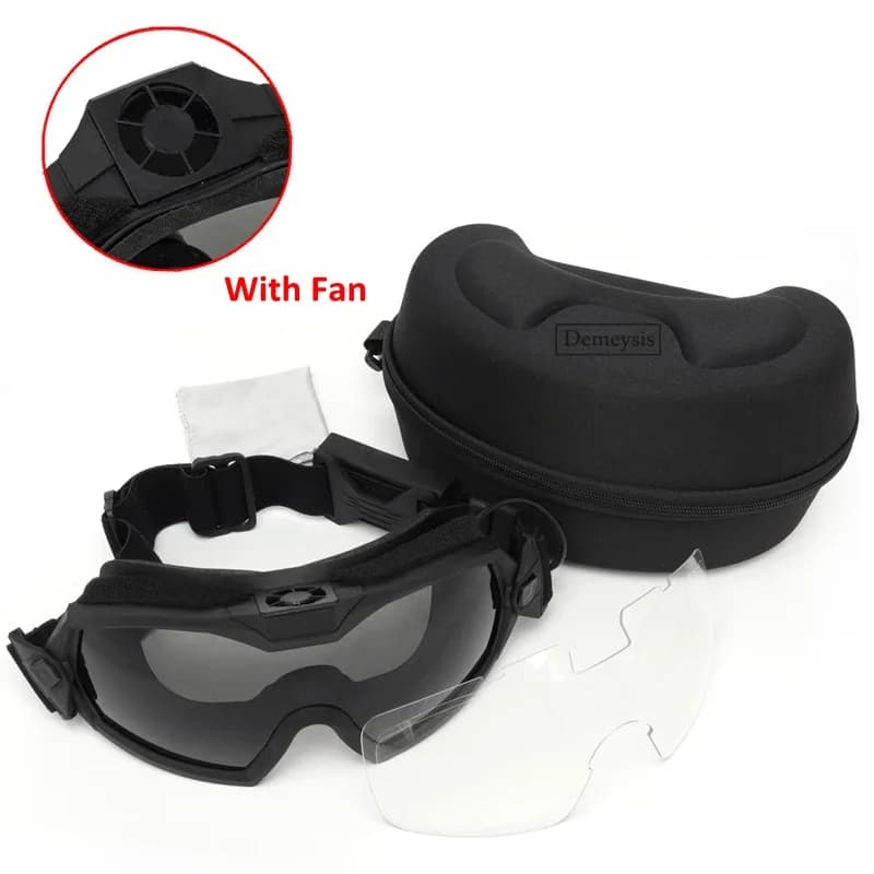 Lunettes tactiques avec ventilateur anti-buée pour paintball, randonnée et protection oculaire pêche
