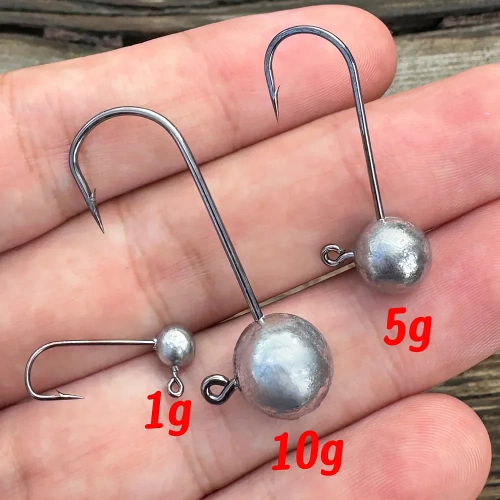 Kit hameçons métal jig head 1g à 10g pour pêche au leurre souple - Ned rig, truite, perche