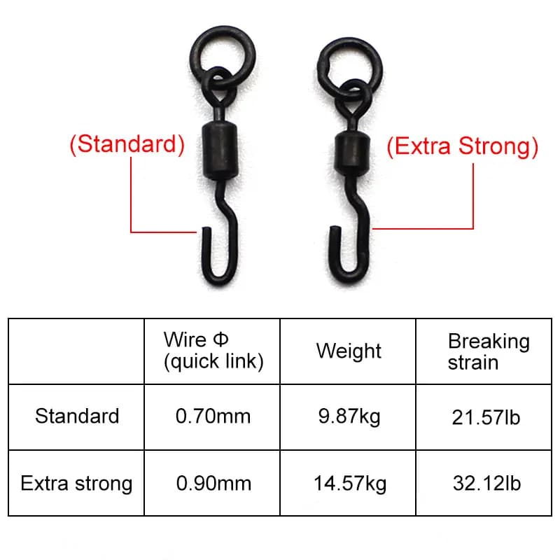 20 pièces émerillons tournants extra forts pour la pêche à la carpe, accessoires rig chod et hélice
