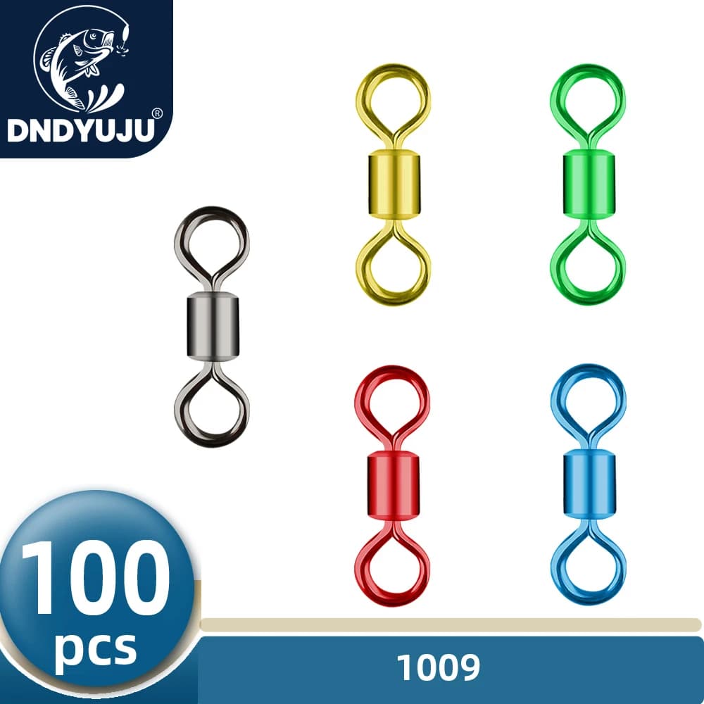 Connecteur de pêche américain 100 pièces DNDYUJU avec émerillon coloré pour montages professionnels