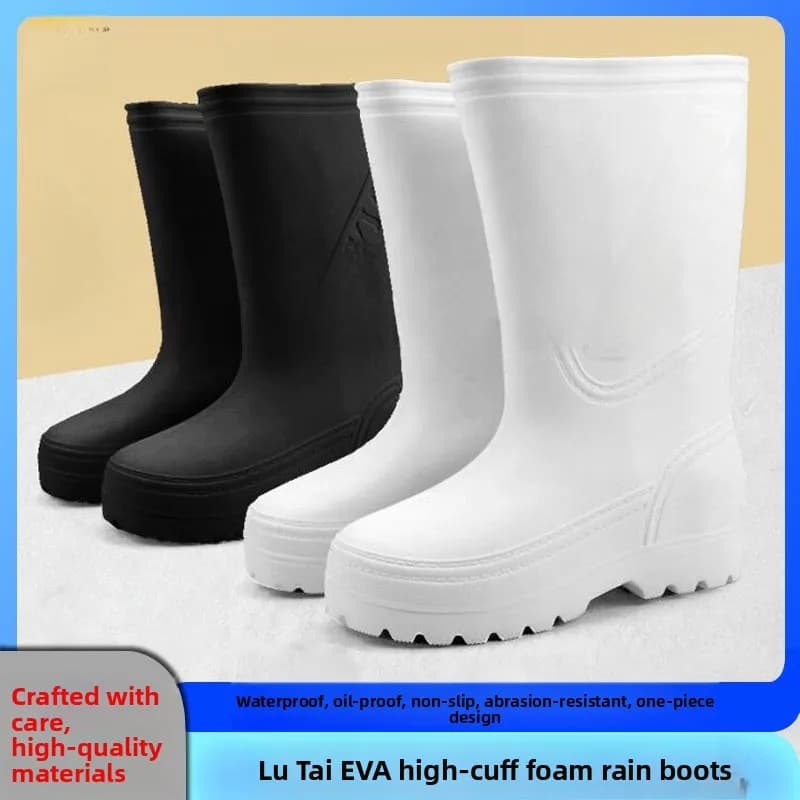 Bottes pluie EVA blanc mousse cuisine protection huile acide basique alimentaire pêche
