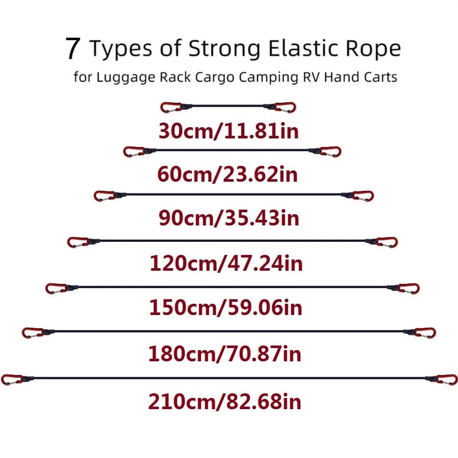 Cordes élastiques de 30 à 210cm pour fixation matériel pêche - Hooks rouges pour bateau et équipement