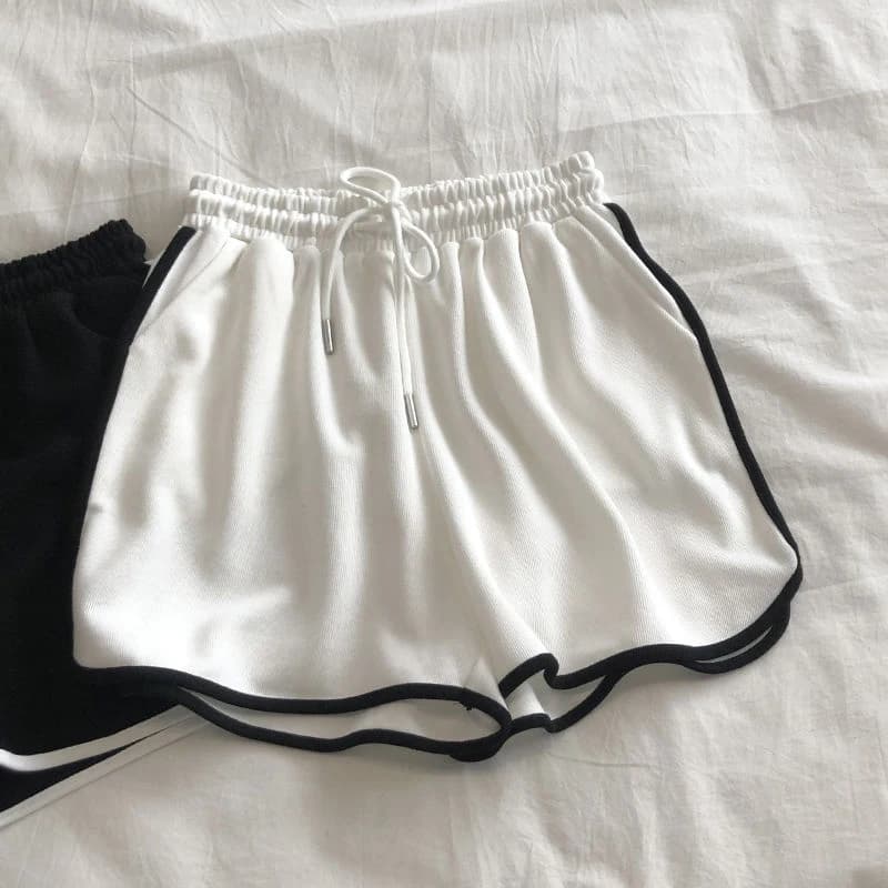 Shorts femme rayés casual style coréen Harajuku - Coupe loose sportive - Shorts mini été polyvalents