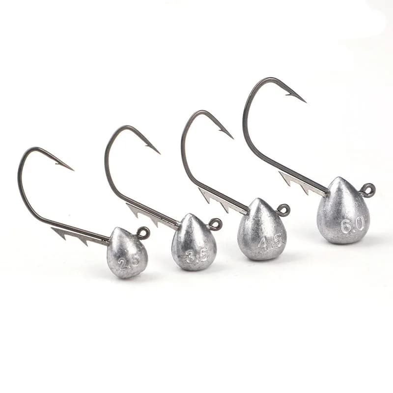 Lot de 5 hameçons jig tête exposée 2.5g à 6g pour leurre souple truite et sébaste,