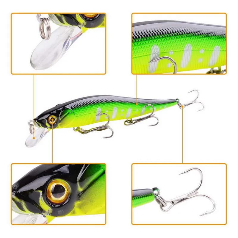 Leurre Minnow Japonais 12cm 14g - Appât Lent Pêche Carnassiers Brochet Perche Bass Jerkbait