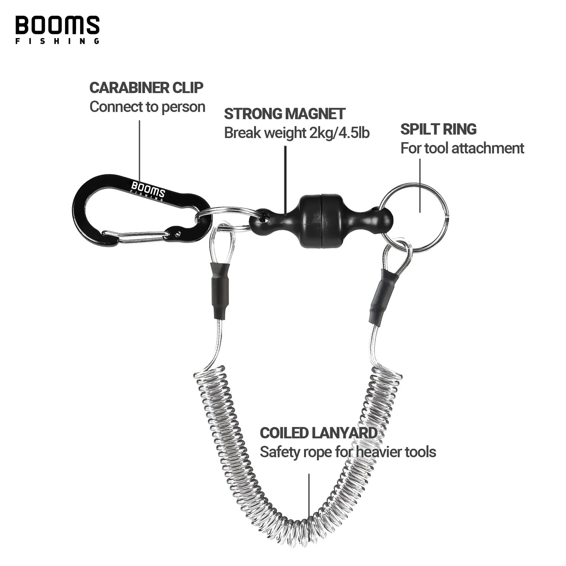 Corde élastique magnétique 1.5m MRC - Lanyard ressort pour épuisette et grips