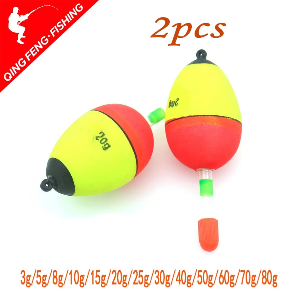 2 flotteurs lumineux pêche rocheuse mer gros ventre poids 3g à 80g pour pêche sportive