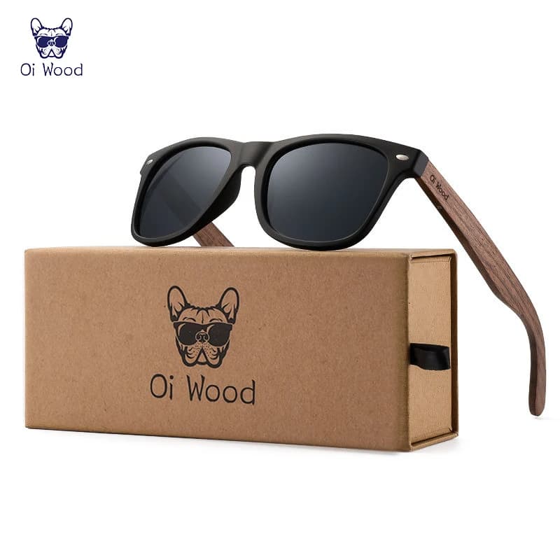 Lunettes de soleil bois naturel pour hommes polarisées - Cadre TR90 - Modèle original Oculos De Sol
