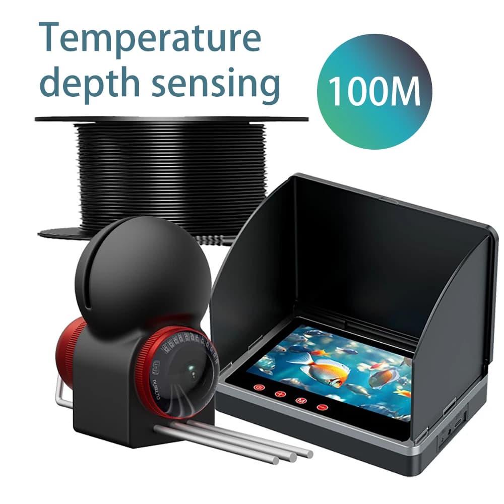 Caméra sous-marine pêche 5" Ultra HD 150m - Détecteur poissons étanche pour glace mer profonde bateau
