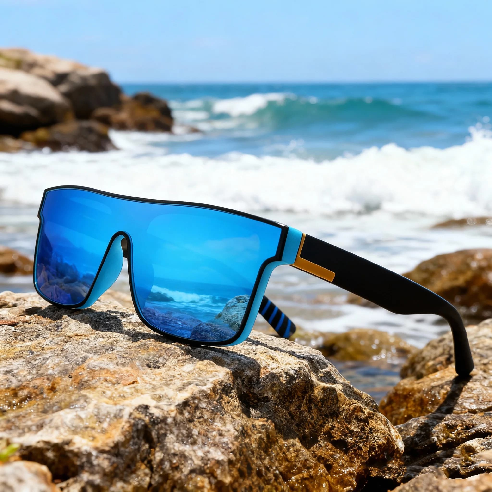 Lunettes carrées classiques fashion unisexe UV400 - Verre unique pour vélo, randonnée et voyage