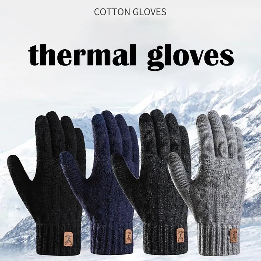 Gants hommes chauds d'hiver tactiles doublure polaire épaissis laine tricotée anti-froid
