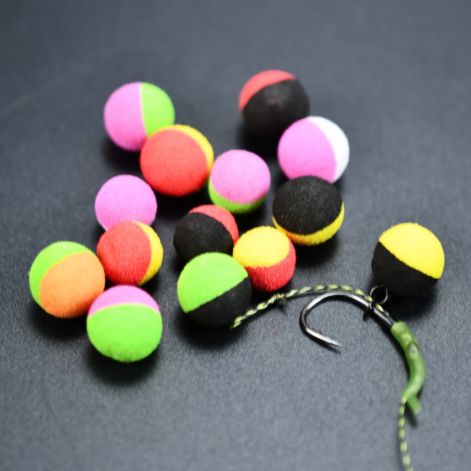 Billes de mousse Topranc bicolores - leurres flottants EVA pour pêche carpe et techniques de suspension