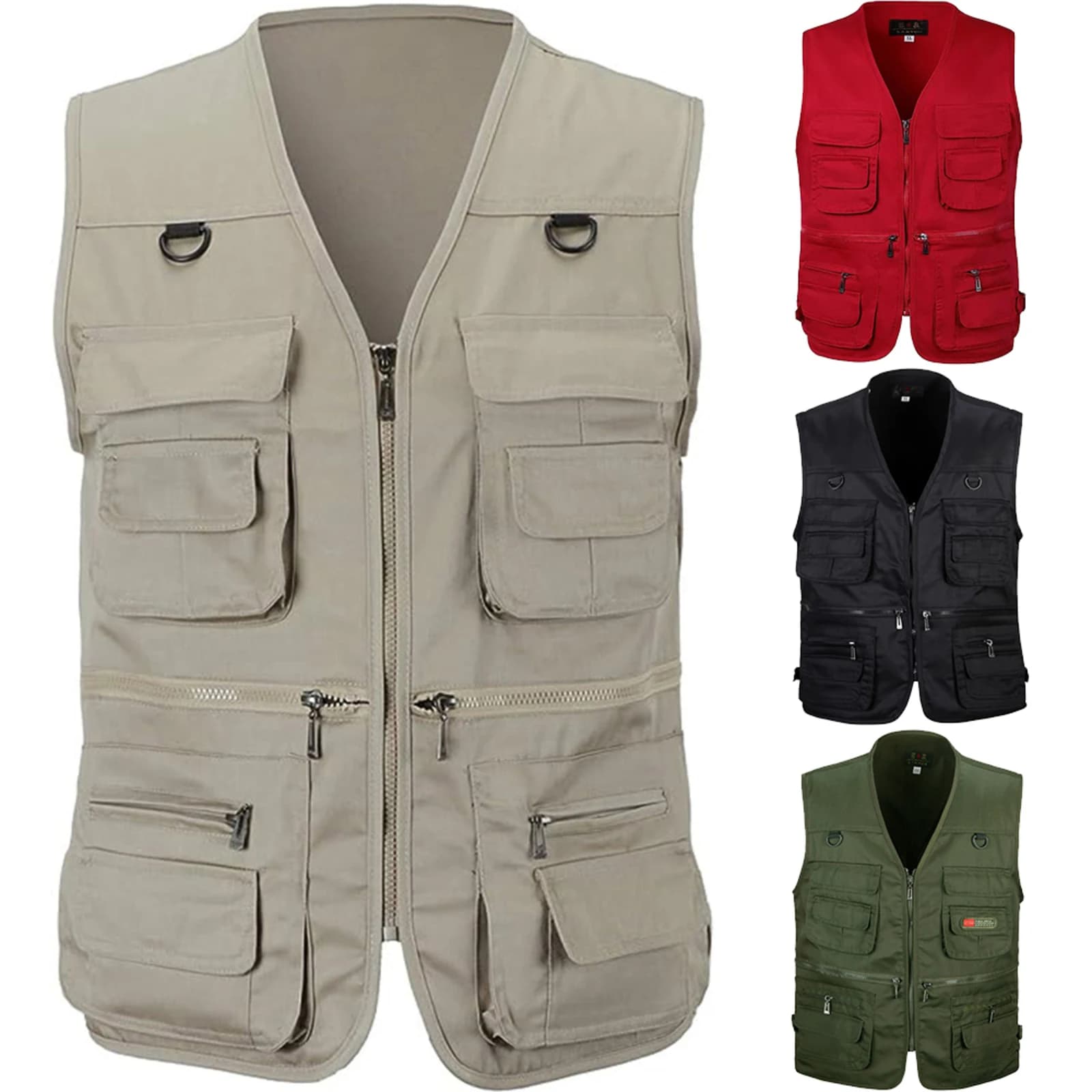 Veste légère homme multi-poches pour pêche randonnée et photo extérieure - Taille S à 6XL