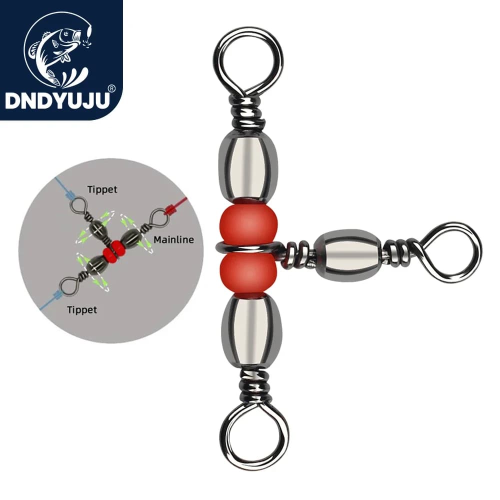 Émerillons trois voies DNDYUJU avec perles - 20 pièces pour leurres et lignes de pêche
