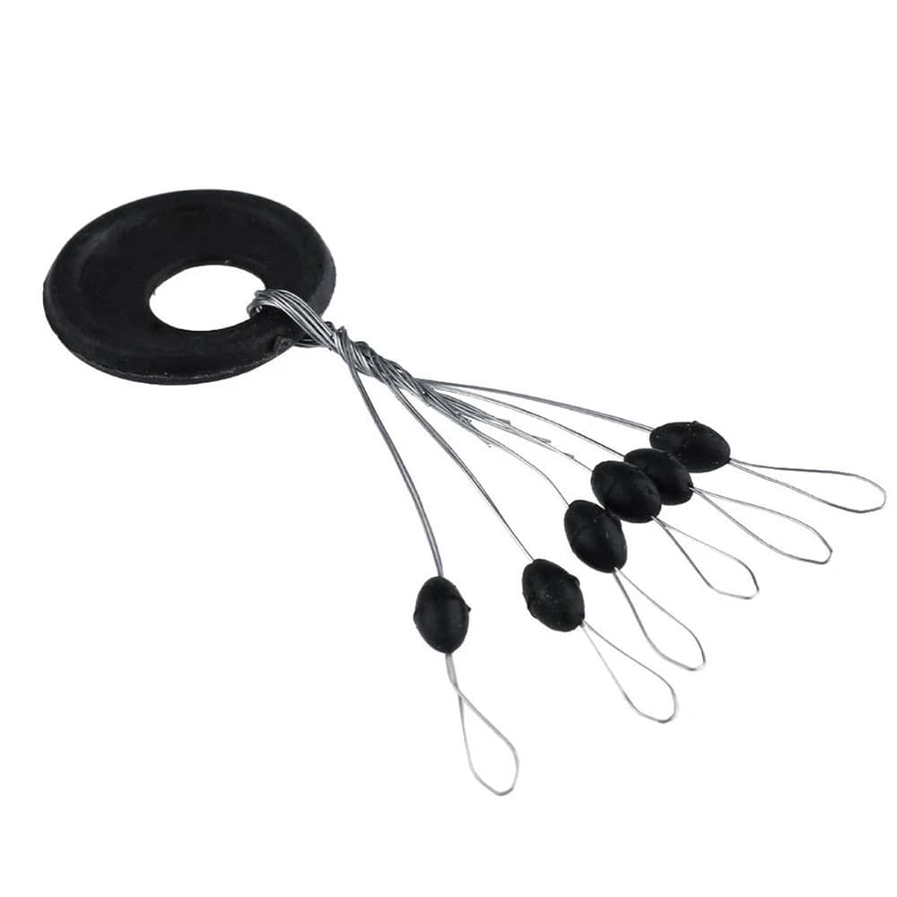 60 pièces stoppers ovale en caoutchouc noir pour flotteur de pêche, émerillons et ligne, idéal silure et carpe