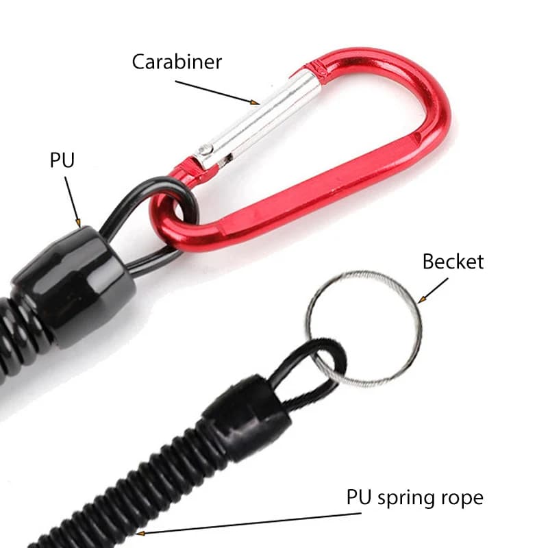 Fishing Lanyards 3pcs 22cm Retractable Coiled Tether with Carabiner TPU Boating