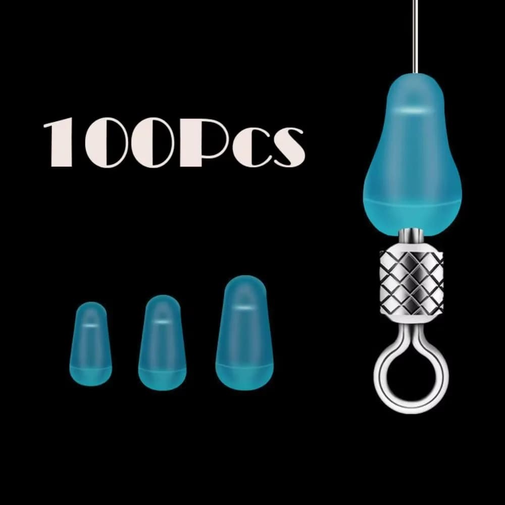 100 pièces de bouchons ovales en caoutchouc bleu pour pêche à la carpe et pêche à