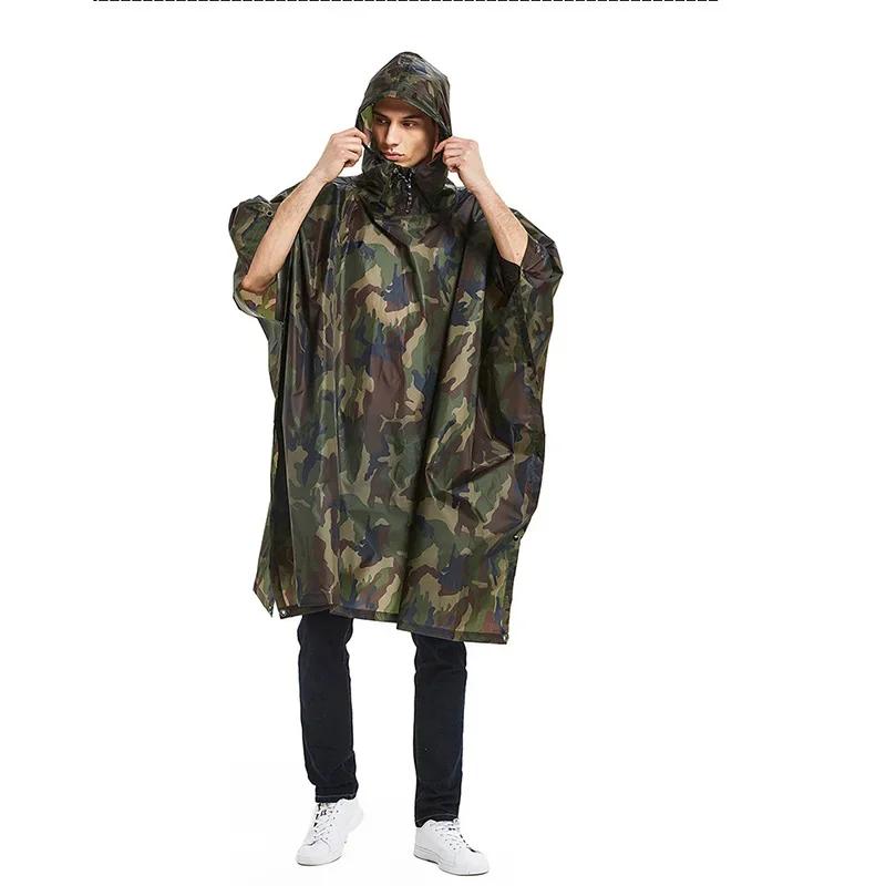 Poncho pluie camouflage jungle respirant PU - Imperméable pêche tropicale observation oiseaux randonnée