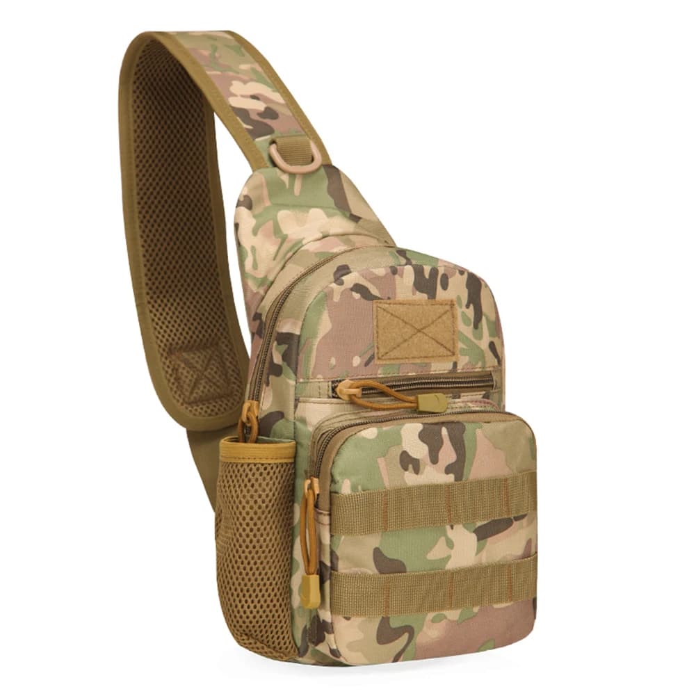 Sac tactique camouflage pour pêche et randonnée - Sac poitrine Molle armée trekking extérieur