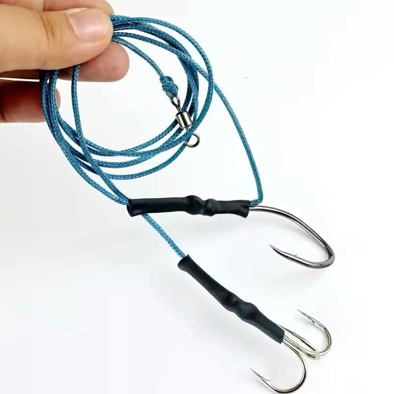 Kit rig pêche silure nocturne eau douce hameçons simple/triple avec alarme morsure et bas de ligne anti-dent