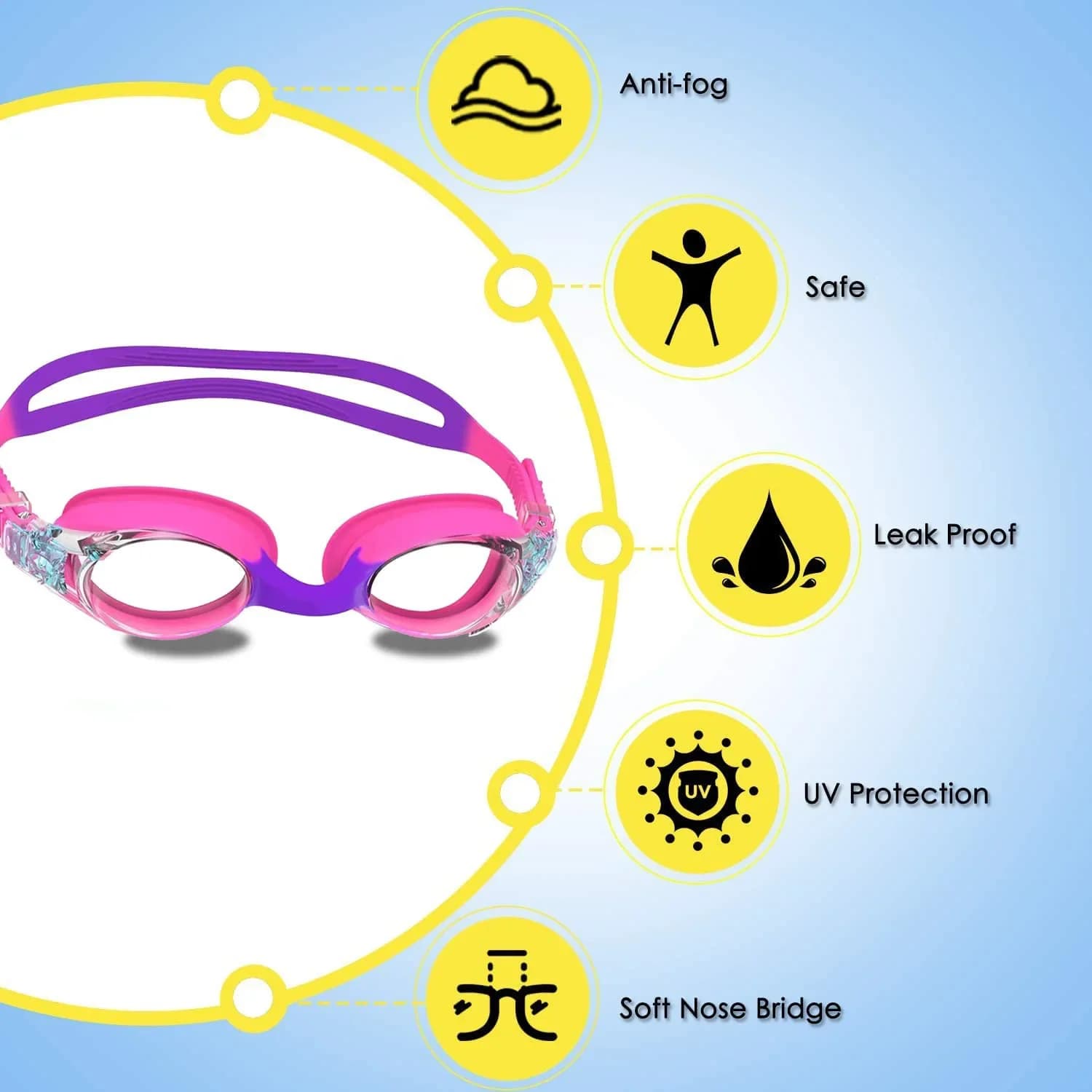 Lunettes de natation enfants haute définition étanches anti-buée silicone best-seller