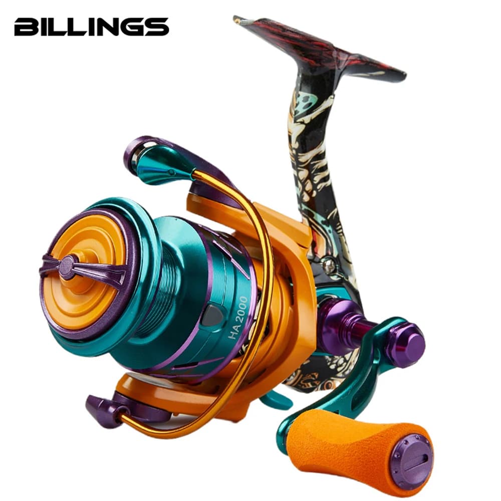 Moulinet spinning BILLINGS HA 22LB drag ratio 5.2:1 bobine métal CNC pour eau douce et mer