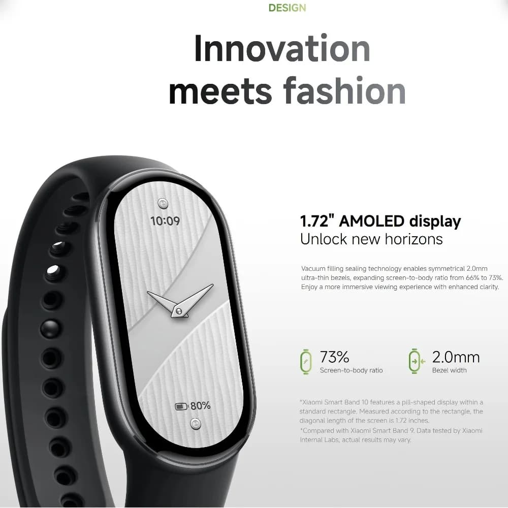 Bracelet connecté Xiaomi Mi Band 10 - Autonomie 21 jours étanche 5ATM pour pêcheurs endurance