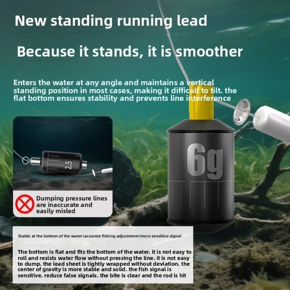 Plombs de pêche compacts design cylindrique forme goutte d'eau - Poids ajustables avec échelle