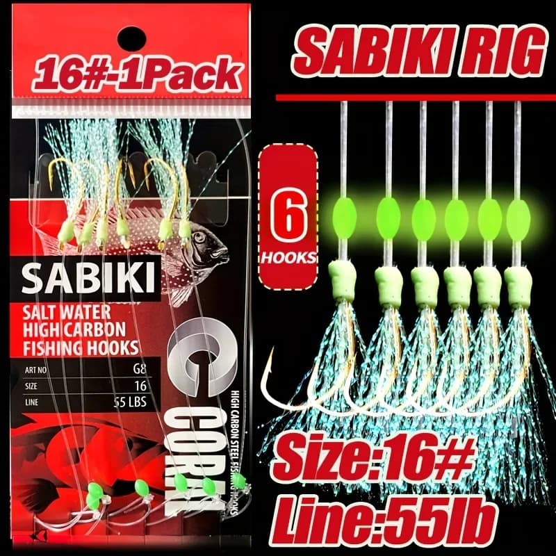 Packs de 1 à 5 montages sabiki pêche mer et eau douce avec hameçons haute carbone et effet luminescent