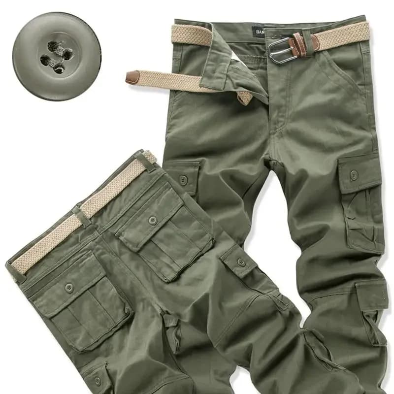 Pantalon cargo coupe droite ample multi-poches décontracté printemps automne pour hommes