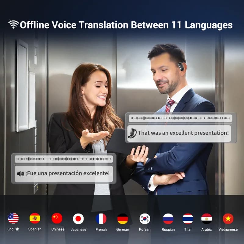 Écouteurs traducteur temps réel 144 langues sans WiFi voyage communication pêche internationale