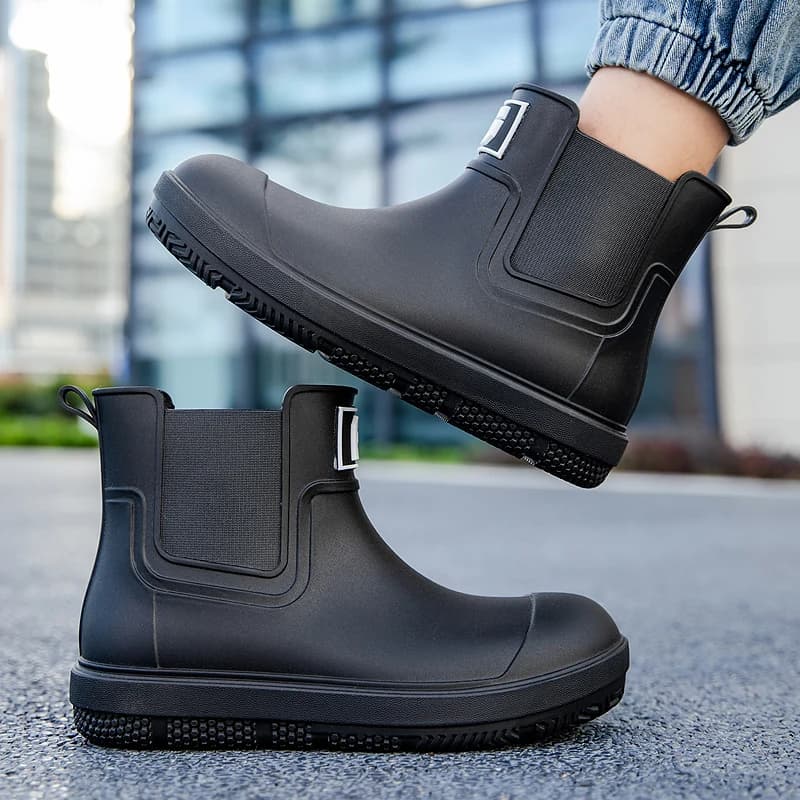 Bottes de pluie courtes anti-dérapantes pour pêche et travail en extérieur - Modèle PVC imperméable