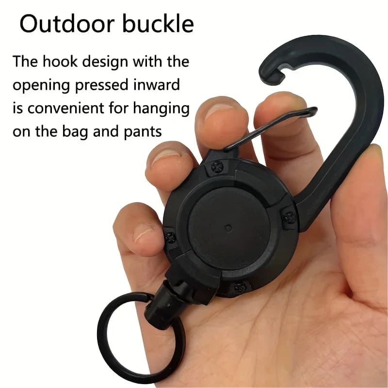 Porte-badge rétractable extensible avec mousqueton robuste pour clés, sacs et équipement de pêche