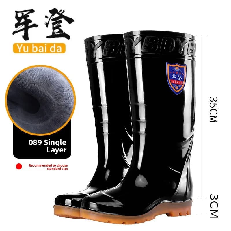 Bottes de pluie hautes épaissies homme légères résistantes anti-dérapage imperméables PVC protection