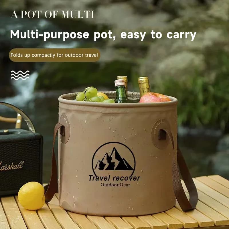 Seau pliable étanche 5L/10L/20L - Bassin portable pour camping, randonnée et pêche pliable