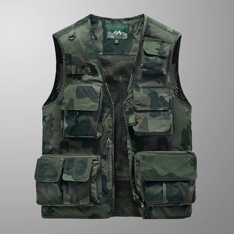 Veste sans manches camouflage pêche homme respirante anti-vent pour activités plein air printemps automne