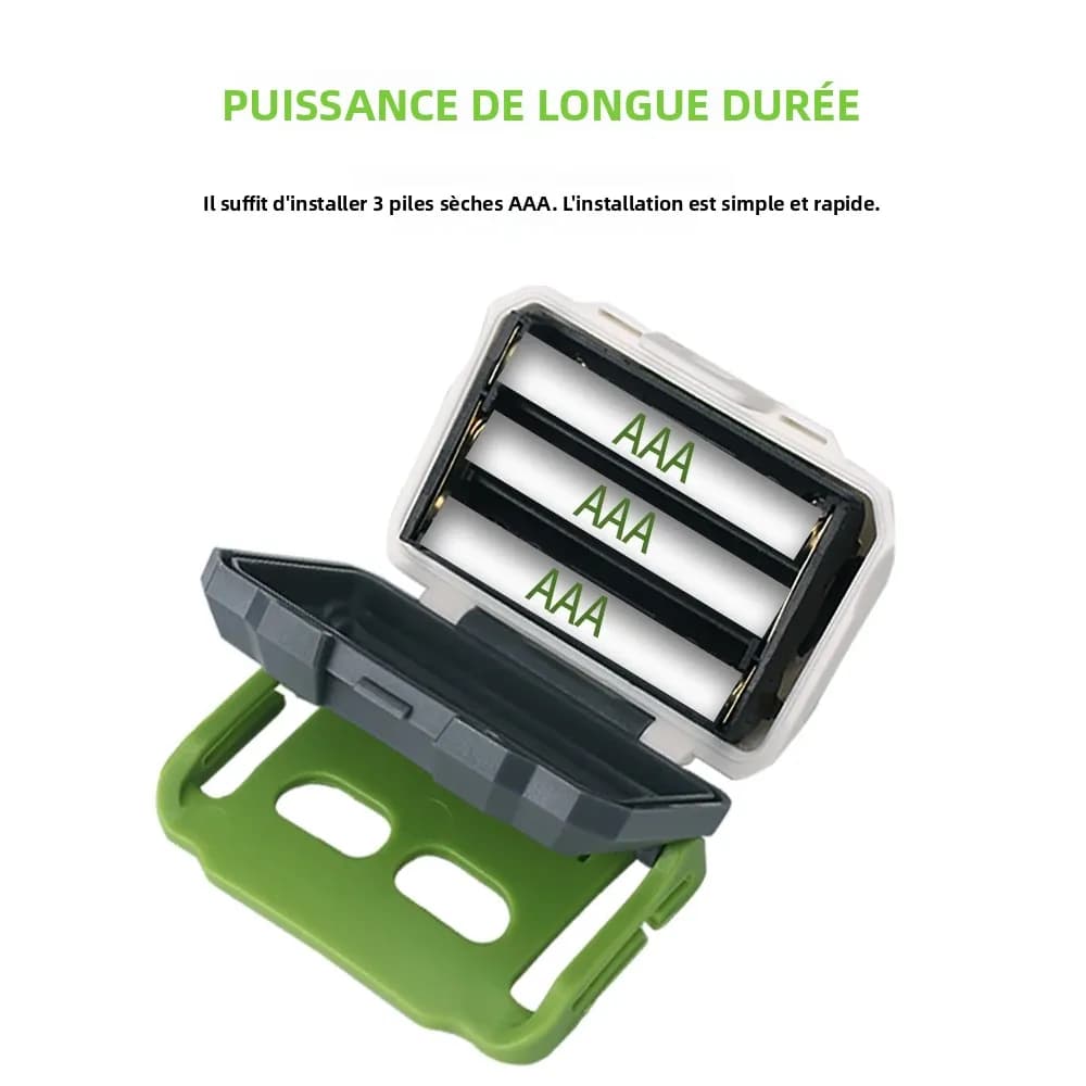 Mini lampe frontale BORUiT LED rouge/blanc 200LM pour pêche légère - 4 modes étanche piles AAA