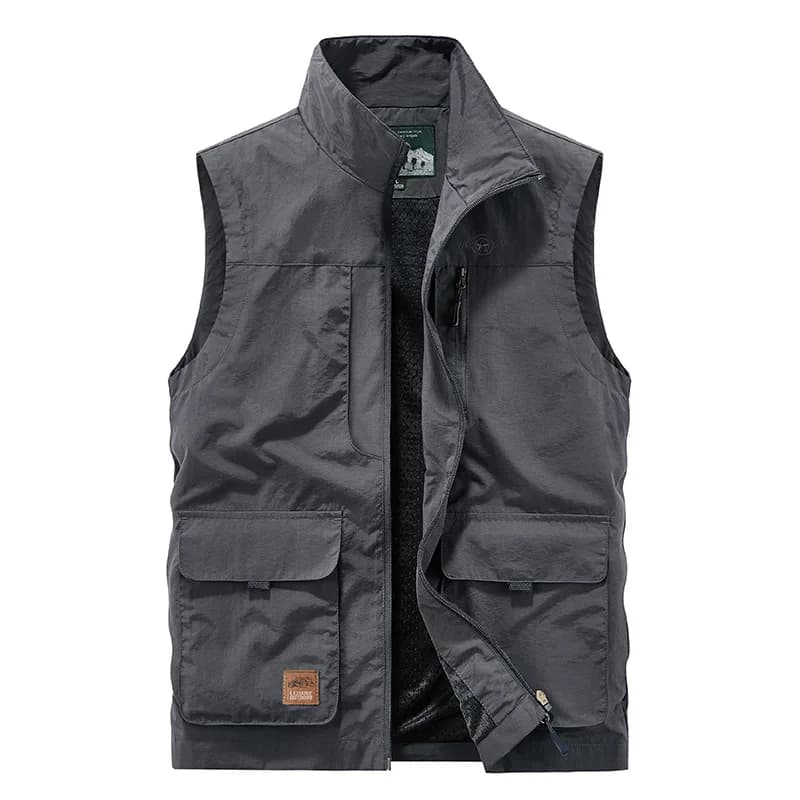 Gilet homme pêche randonnée multi-poches léger style utilitaire décontracté été printemps