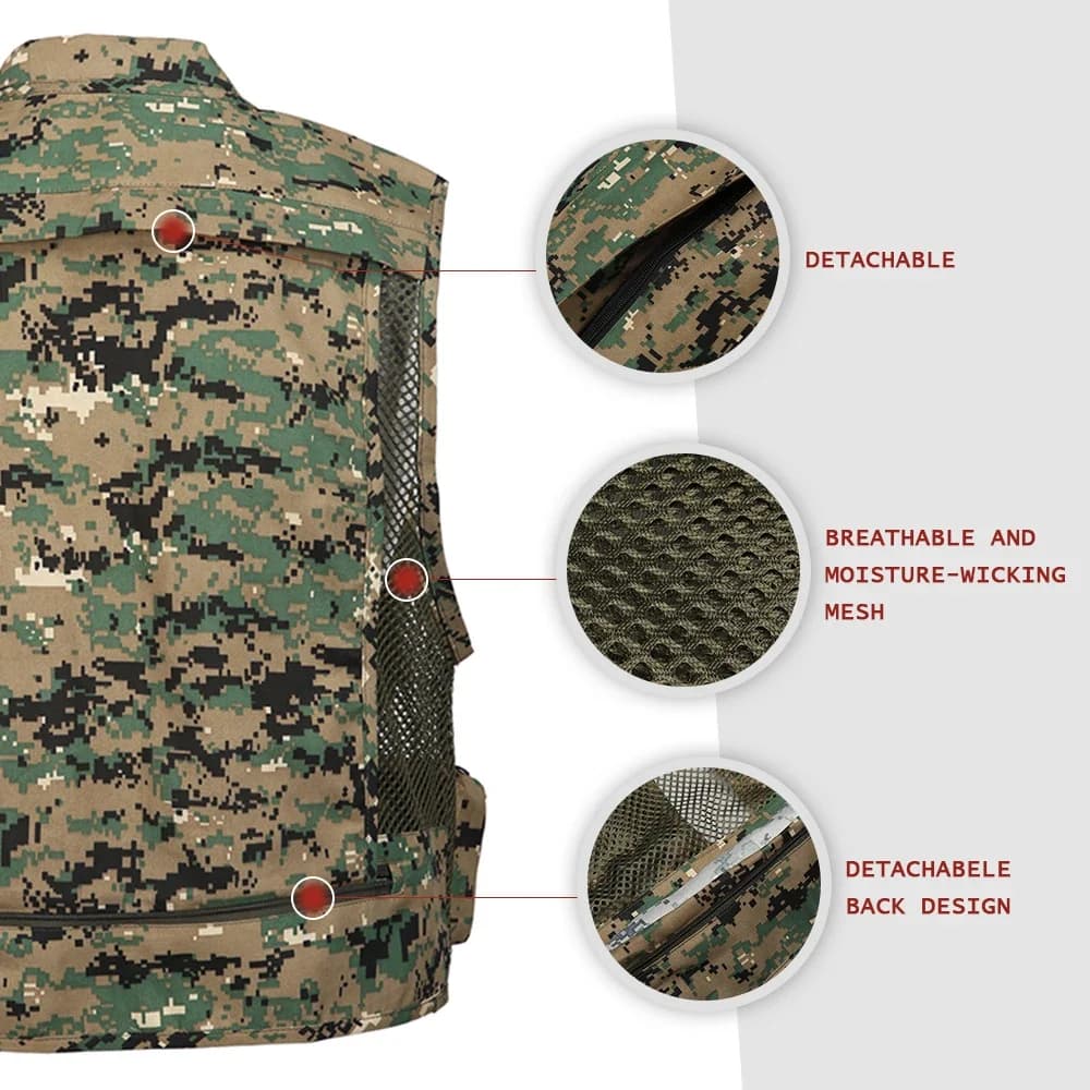 Veste pêche photographie été multi-poches mesh imperméable séchage rapide - Gilet de sauvetage amovible