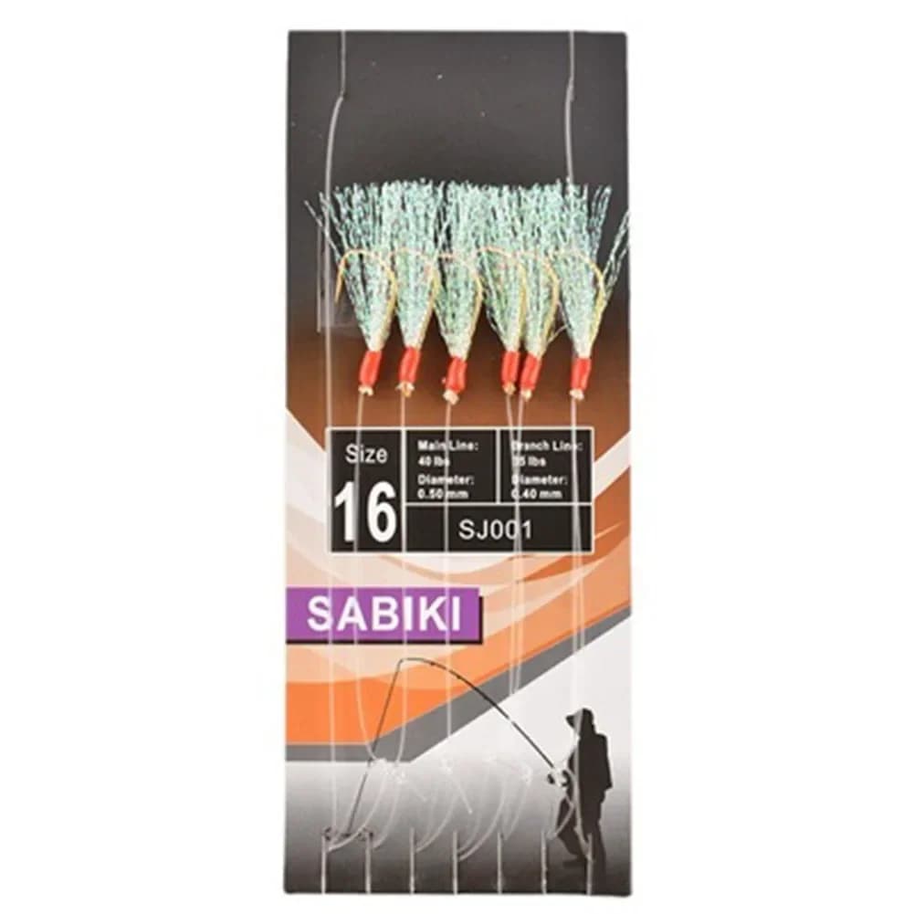 Pack de 6 leurres sabikis souples avec plumes - Montages pour maquereau et pêche en mer