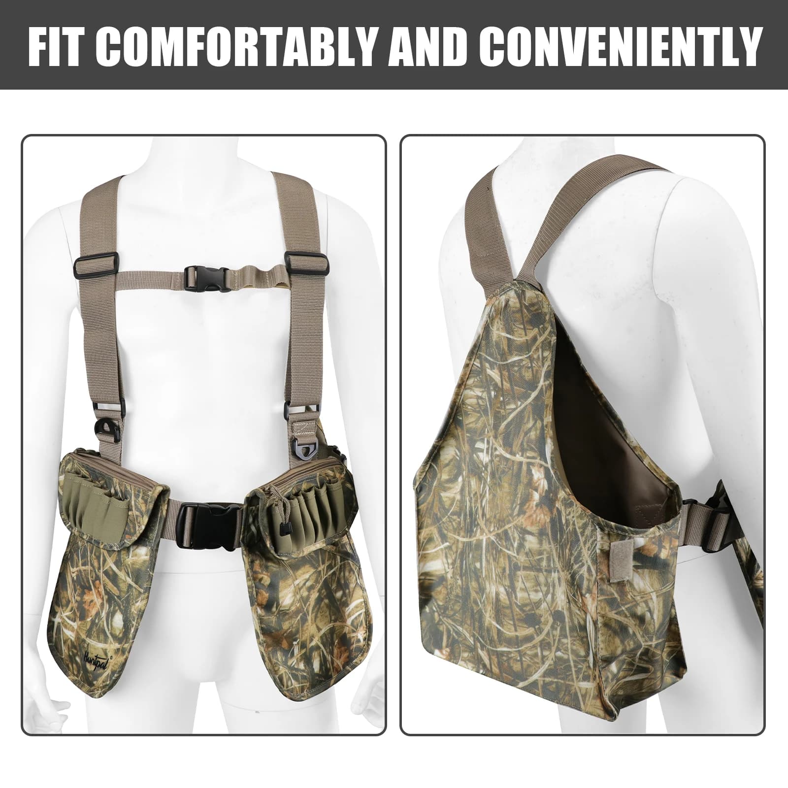 Gilet chasse camouflage upland - Veste légère canard avec poches pour pêche et chasse au gibier