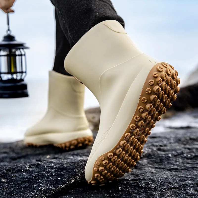 Bottes pluie courtes homme anti-dérapantes légères pour pêche et travail aquatique durable
