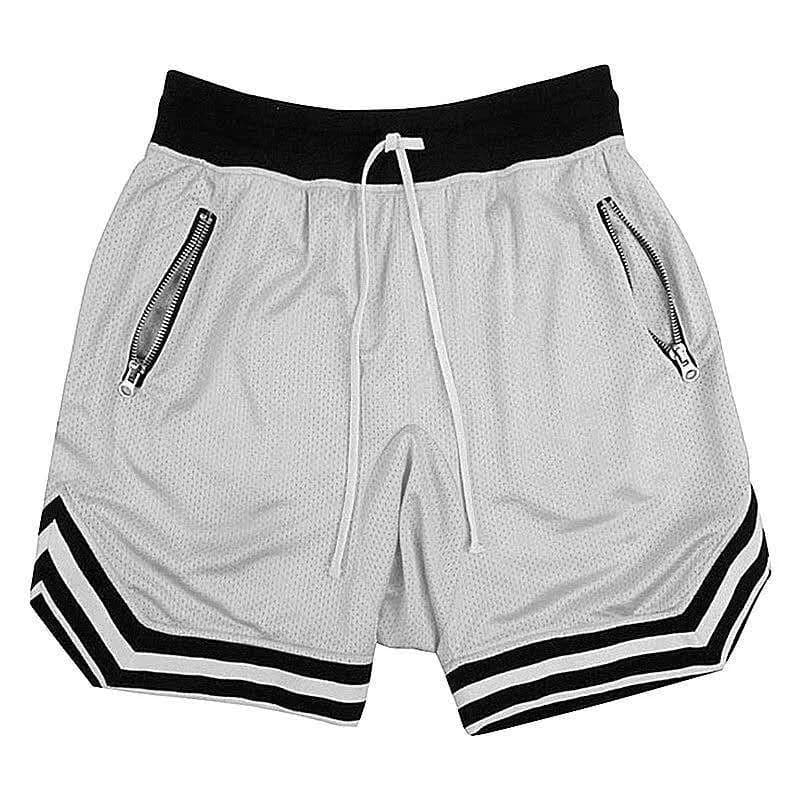 Shorts homme sport à cordon de serrage avec poches zippées respirants séchage rapide confortables coupe large