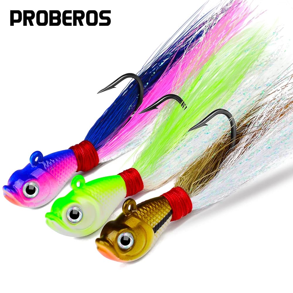 Leurre métal hard bait avec plumes PROBEORS 1 pièce - 5 couleurs 7g à 56g pour leurres souples