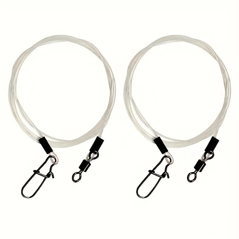 Bas de ligne fluorocarbone 12 pièces avec émerillon rotatif 360° - Pêche brochet, perche - Eau douce et mer