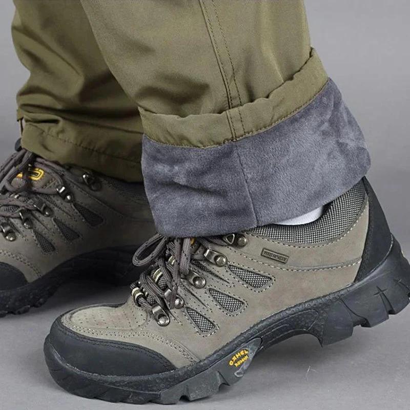 Pantalon tactique polaire hiver épais chaud ample multi-poches pêche outdoor homme
